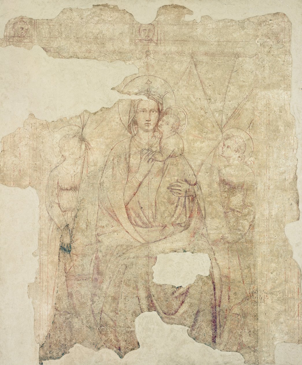 Madonna en Kind op de Troon, tekening voor een fresco door Paolo di Stefano Badaloni Schiavo