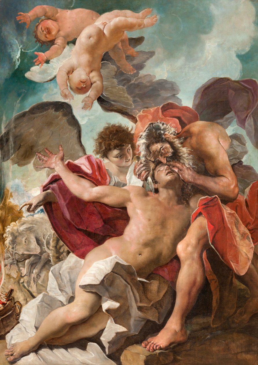 Het offer van Isaak (olieverf op doek) door Paolo Pagani