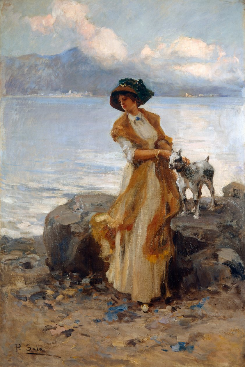 Harmonie op het Meer van Mergozzo, door Paolo Sala (1859-1924), olieverf op doek door Paolo Sala