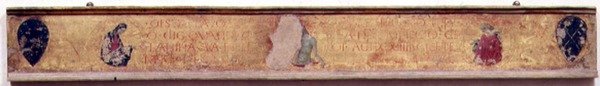 Predella toont Christus die uit het graf opstaat tussen de Madonna en St. Johannes door Paolo Uccello