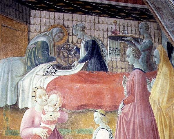 De Geboorte van de Maagd (detail) door Paolo Uccello