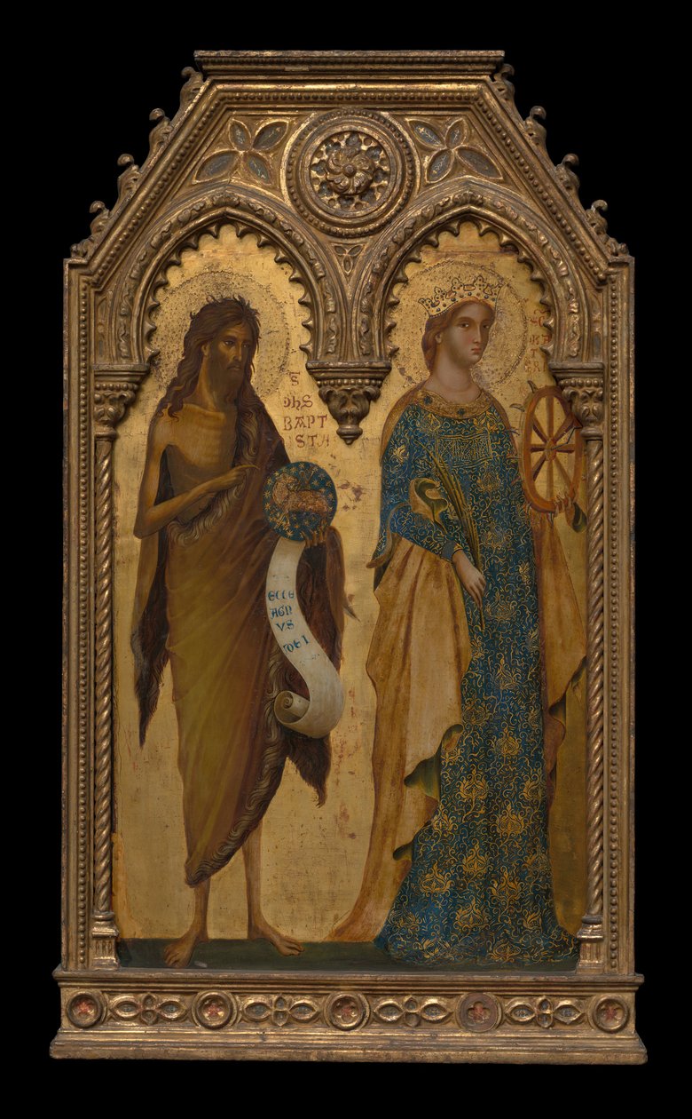 Heiligen Johannes de Doper en Catharina van Alexandrië door Paolo Veneziano