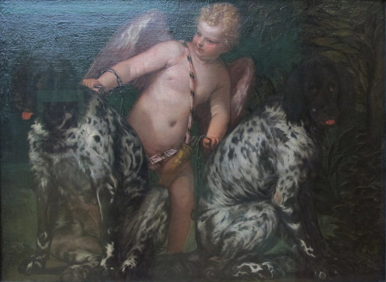 Cupido met twee honden door Paolo Veronese