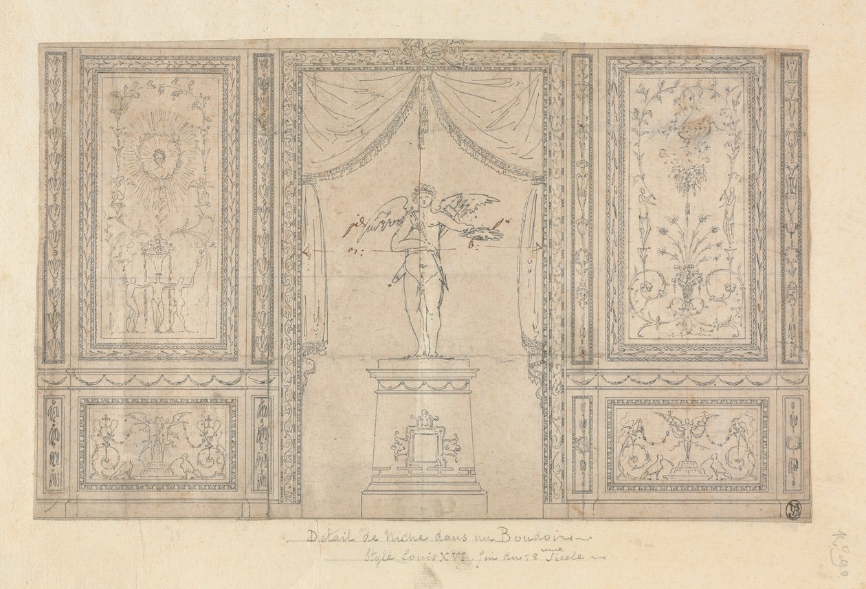 Standbeeld van Cupido in een Muur Niche door Paolo Vincenzo Bonomini