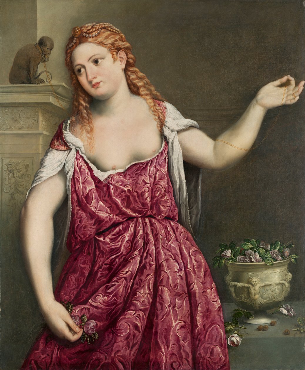 Portret van een jonge vrouw door Paris Bordone