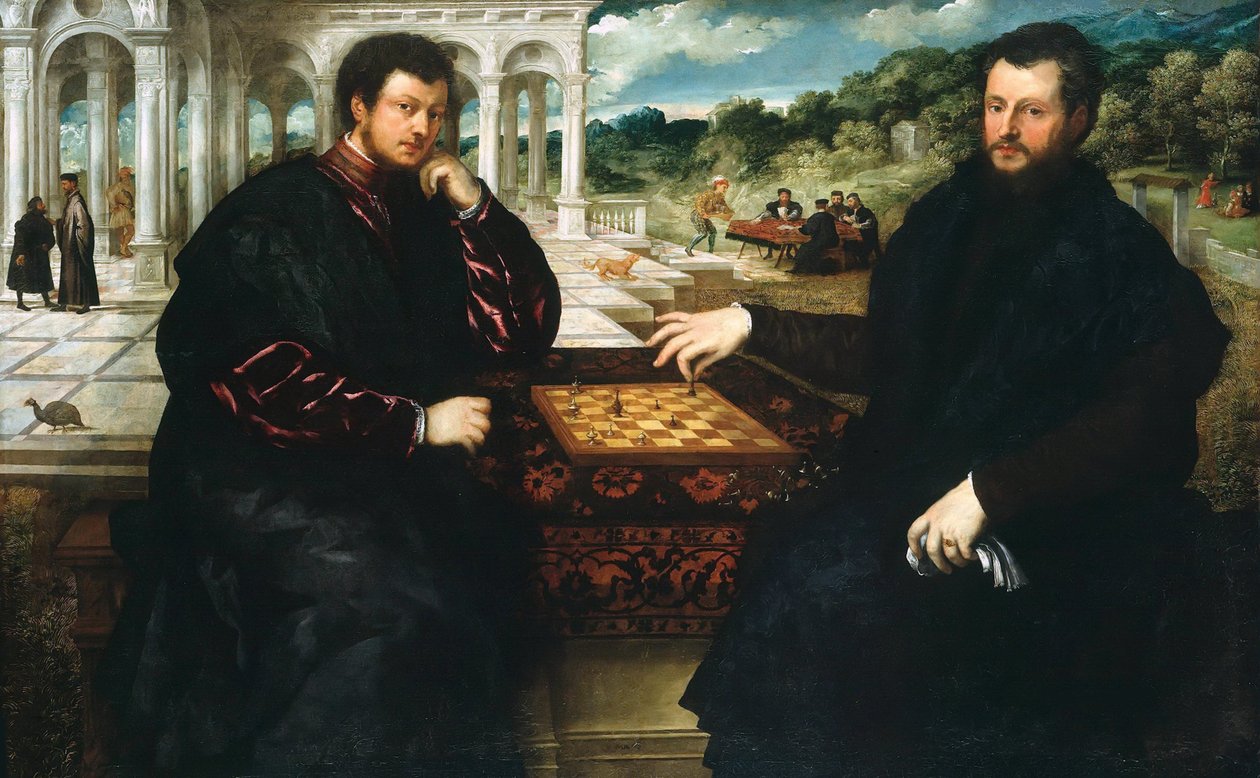 Twee Schaakspelers, ca. 1545 door Paris Bordone