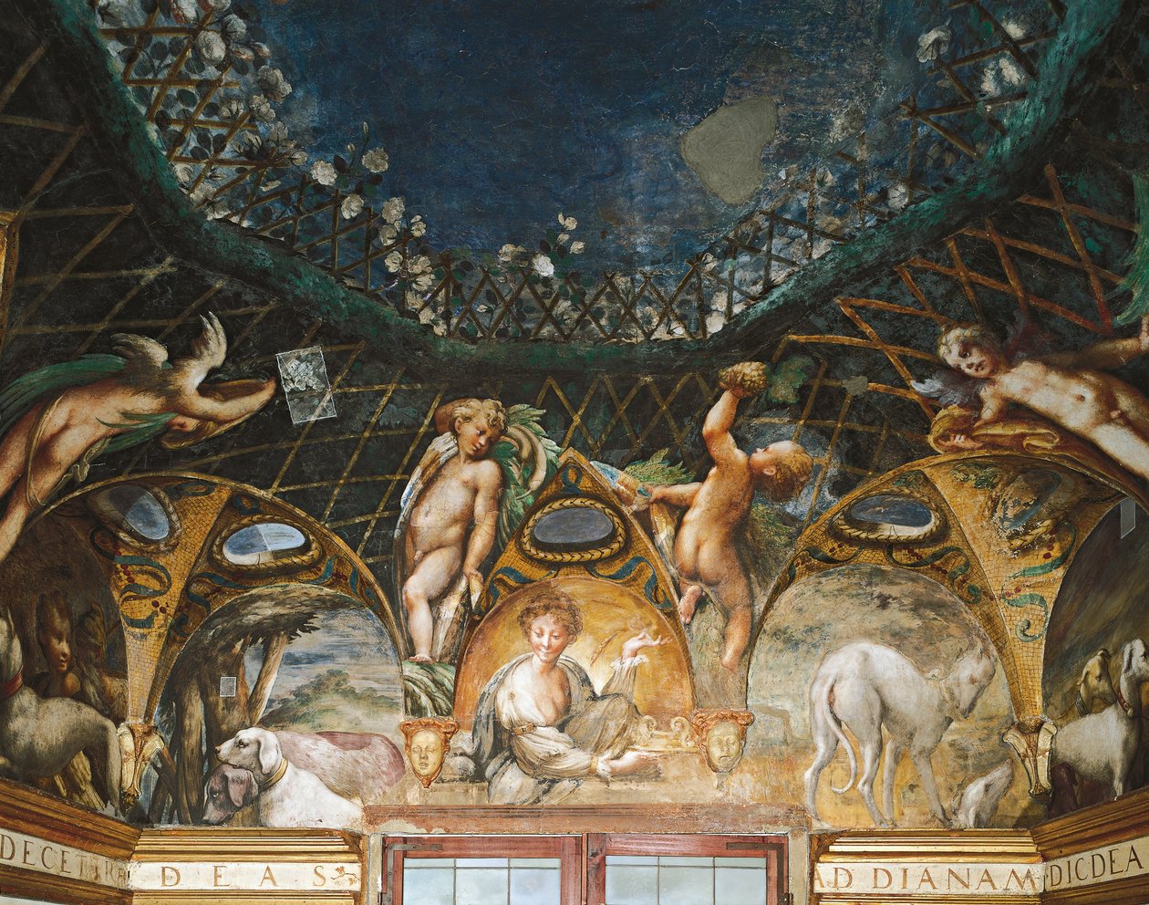 Ceres bij evenementen omringd door jachthonden en cherubijnen, uit Mythe van Diana en Actaeon door Parmigianino