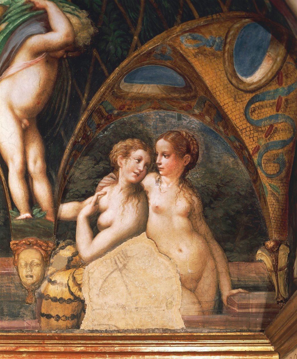 Paar nimfen, uit de mythe van Diana en Actaeon door Parmigianino