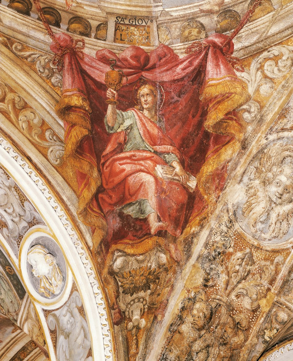 Sint Hilarius van Poitiers door Francesco Mazzola, bekend als Parmigianino (1503-1540), fresco, Kerk van San Giovanni Evangelista, Parma door Parmigianino