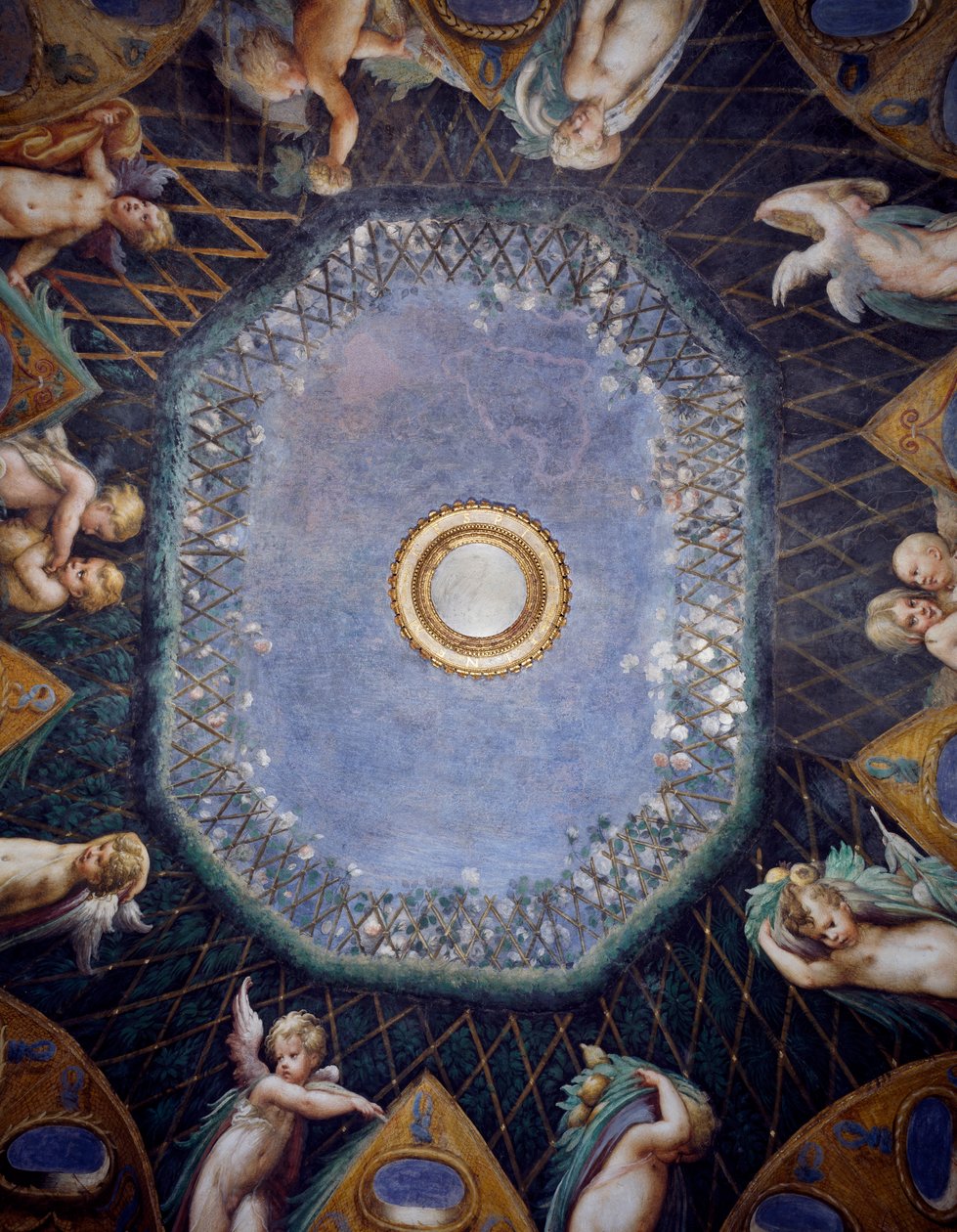Putti en glimp van de lucht, Detail door Parmigianino