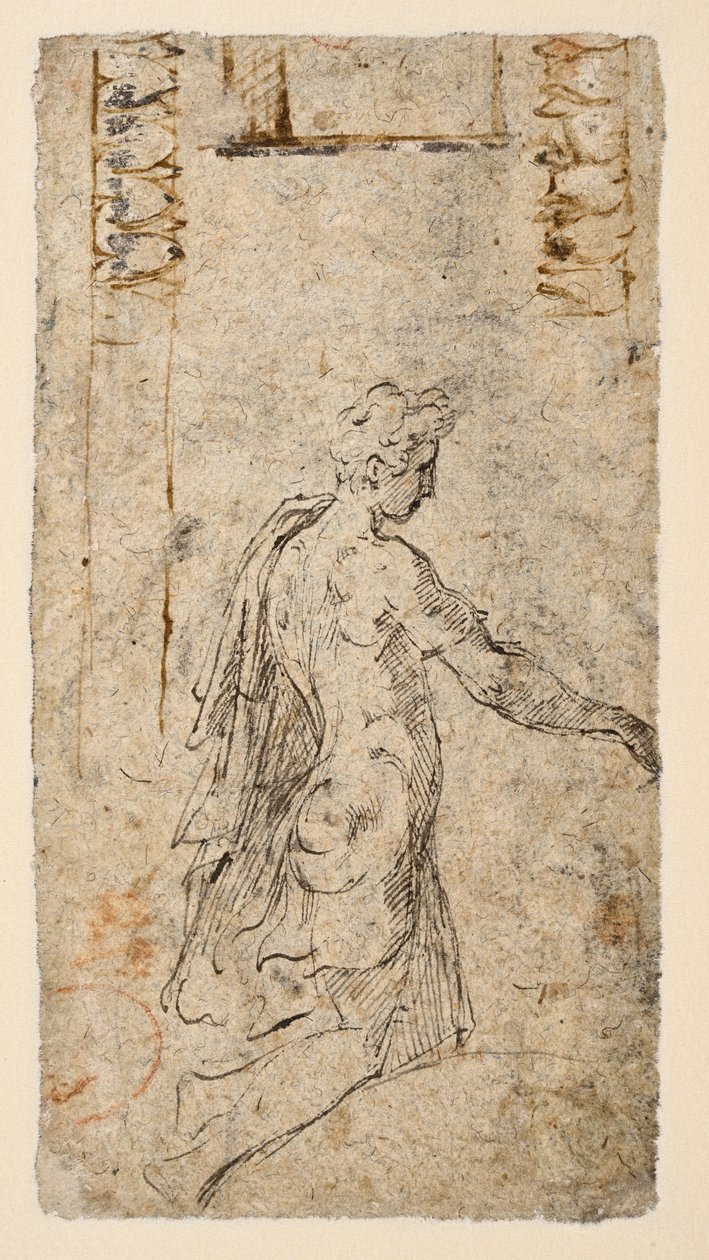 Studie van een knielende jongeman (verso) door Parmigianino