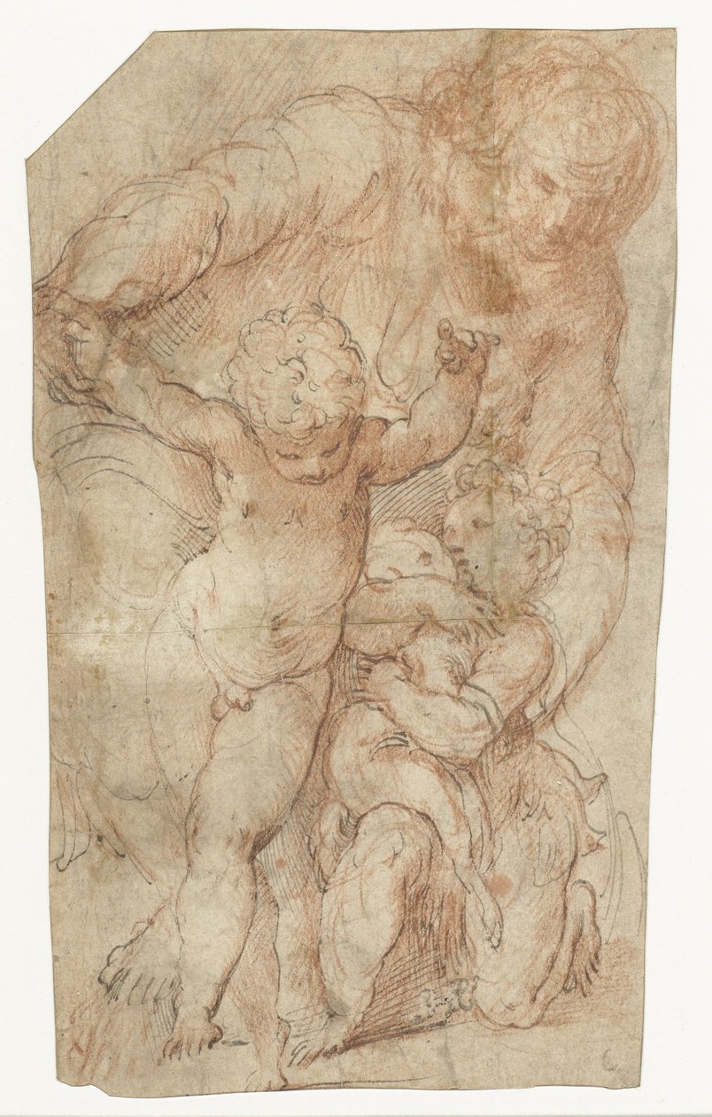 Madonna met het Christuskind en de kleine Johannes de Doper door Parmigianino