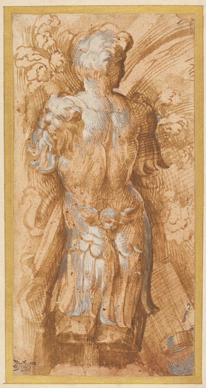 Männlicher Torso in Rüstung von hinten gesehen: Studie für Soffit-Dekoration in San Giovanni Evangelista door Parmigianino