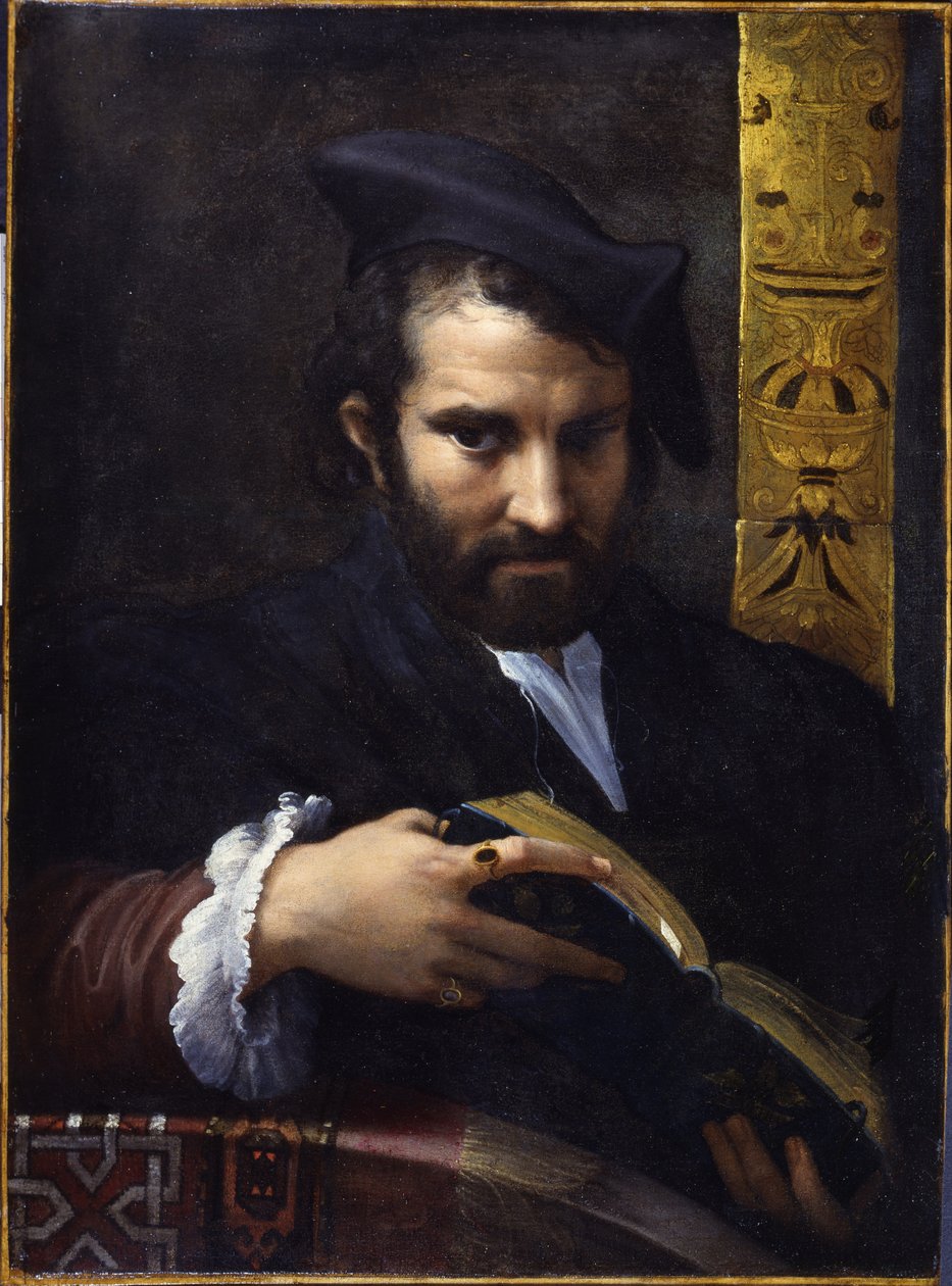 Portret van een man met een boek, ca. 1524 door Parmigianino