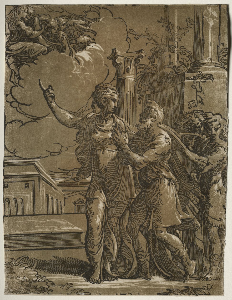 Tiburtijnse Sibylle en de Keizer Augustus, ca. 1527-1530 door Parmigianino