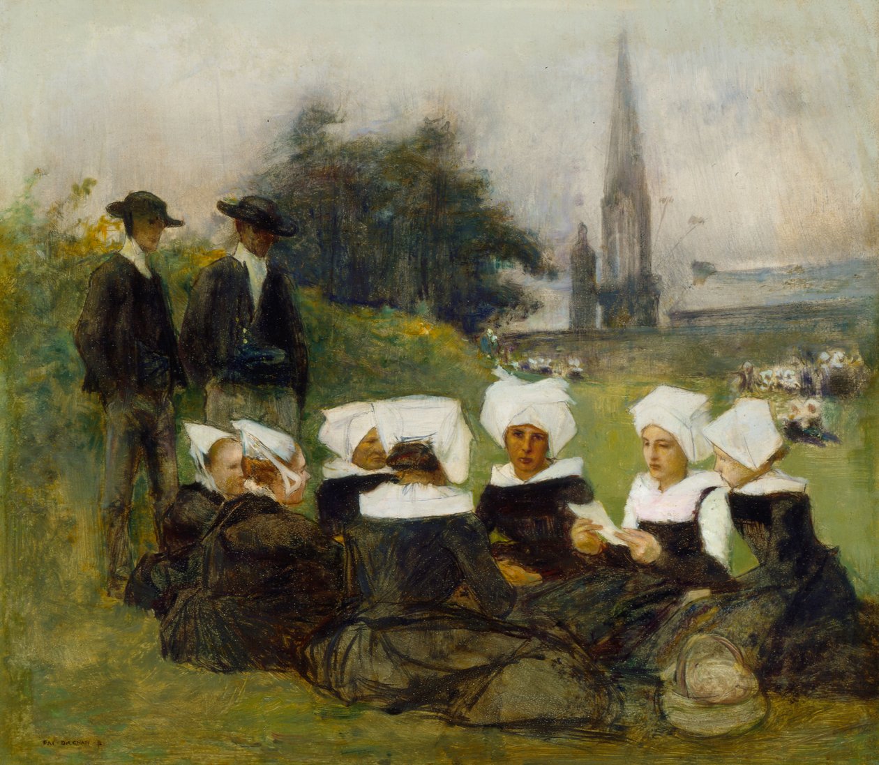 Studie voor Bretonse Vrouwen bij een Pardon, ca. 1887 door Pascal Adolphe Jean Dagnan Bouveret