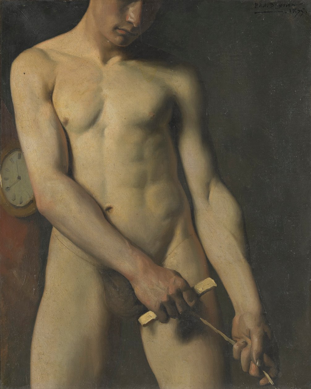 Naaktstudie van een man door Pascal Adolphe Jean Dagnan Bouveret