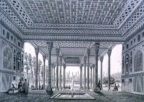 Interieur van het Paviljoen van Spiegels, Isfahan, plaat 35 uit 