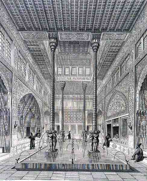 Interieur van het Paleis van Chahar Bagh, in Isfahan, uit 