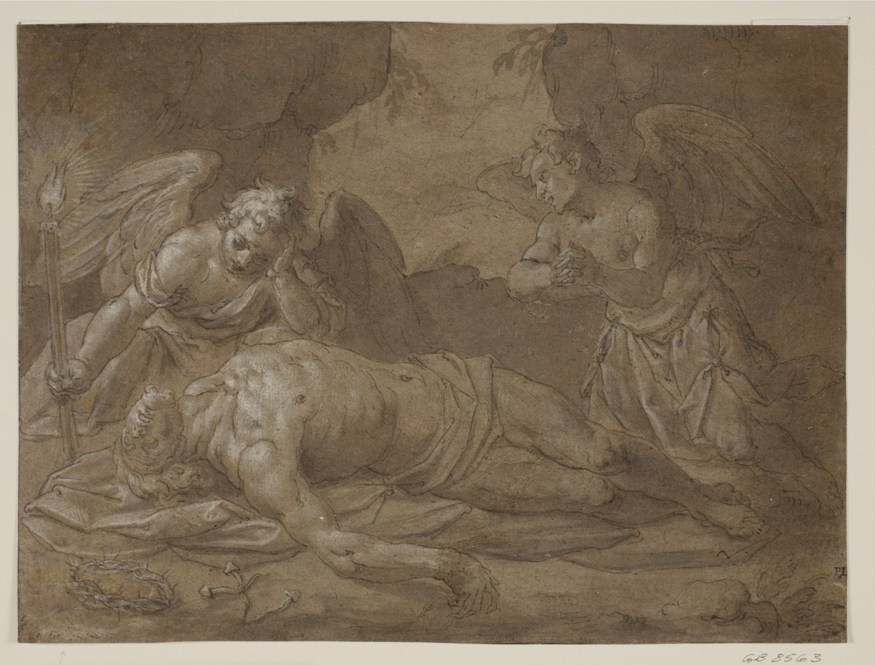 De dode Christus betreurd door twee engelen door Pasquale Ottino