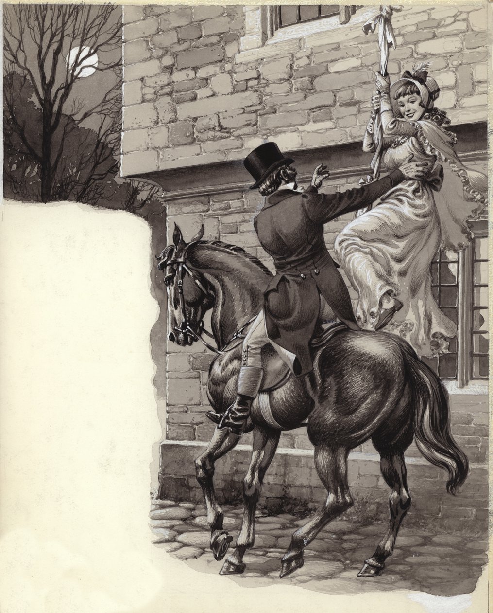 John Peel en Mary White elope naar Gretna Green (gouache op papier) door Pat (1907 95) Nicolle