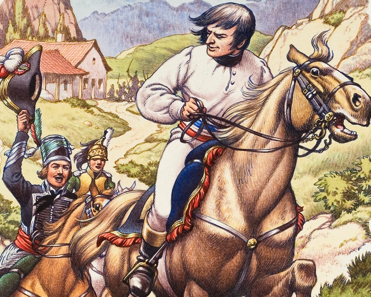 Napoleon ontsnapt ternauwernood met een Oostenrijkse cavaleriepatrouille op zijn hielen door Pat (1907 95) Nicolle