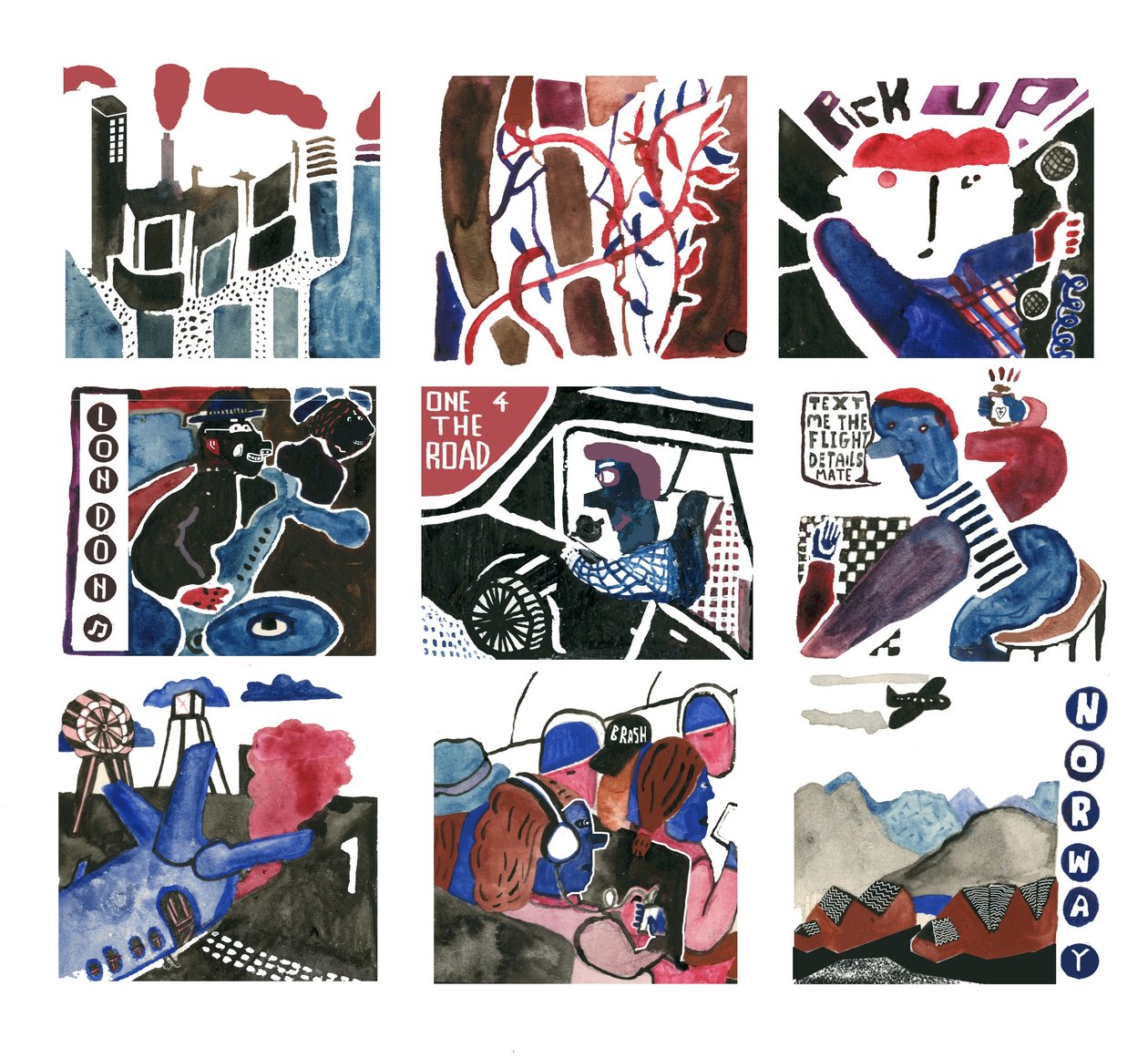 Weg uit de stad om de wilde dieren te bekijken, 2014 (aquarel) door Pat Macdonald