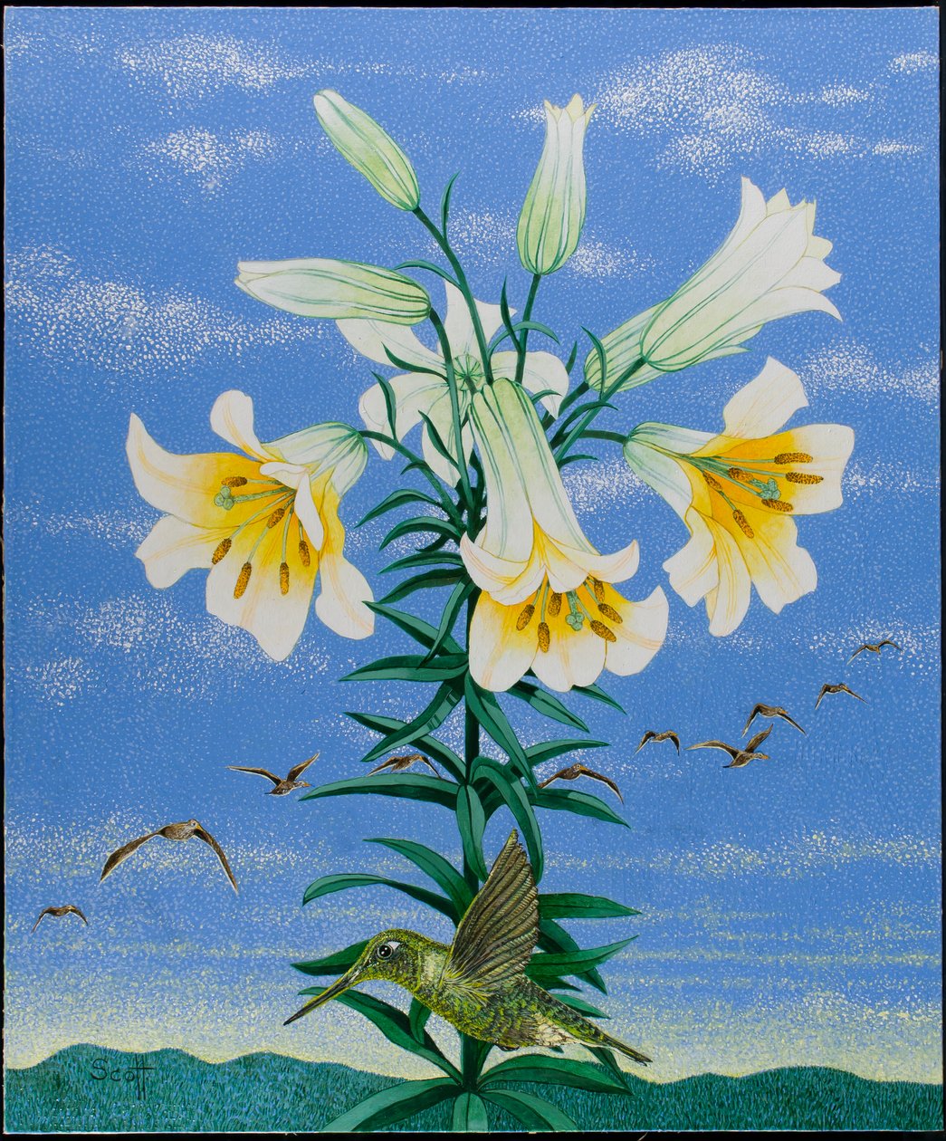 Vroege vogels, 2011 (acryl op calico) door Pat Scott