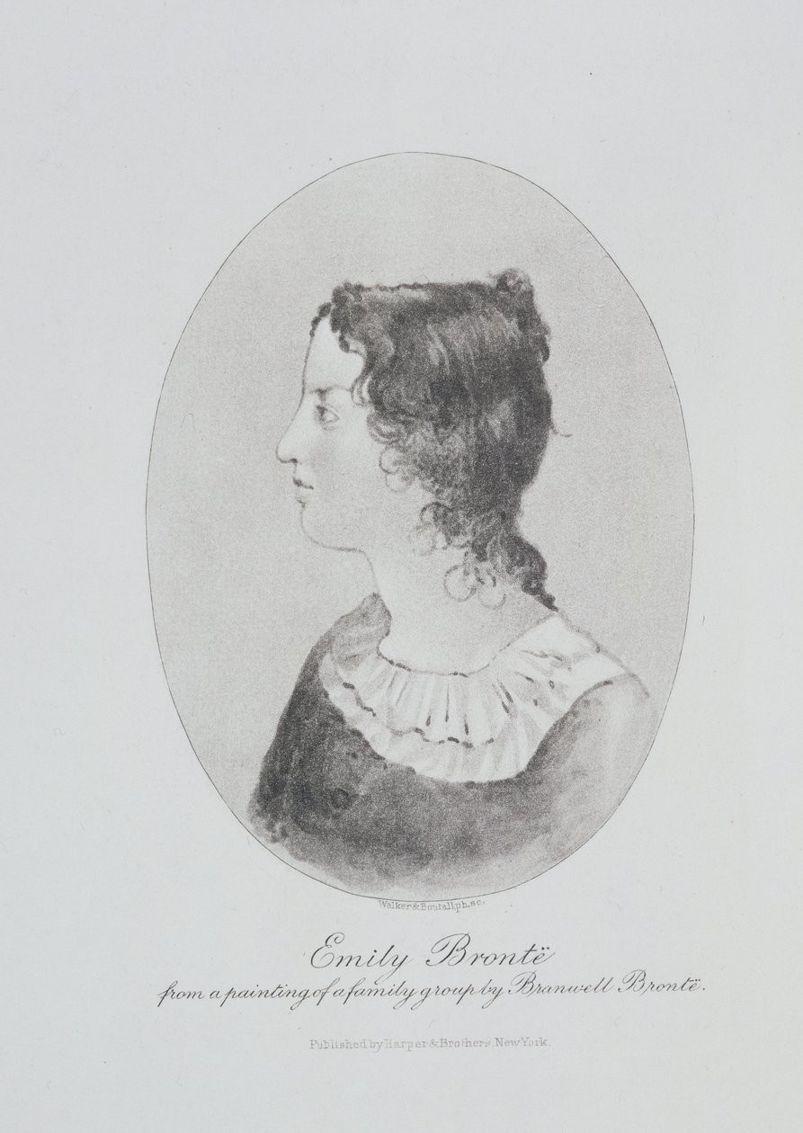 Portret van Emily Bronte (1818-48) gegraveerd door Walker en Boutall door Patrick Branwell Bronte