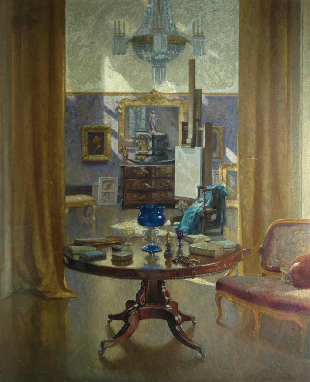Het atelier van de kunstenaar, 1921 door Patrick William Adam