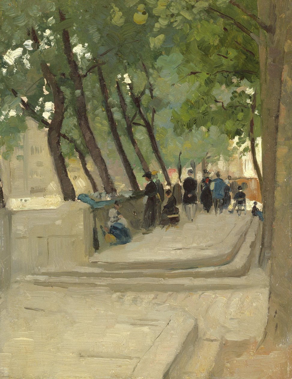 De boekenmarkt linkeroever, Parijs, ca.1900 door Patrick William Adam