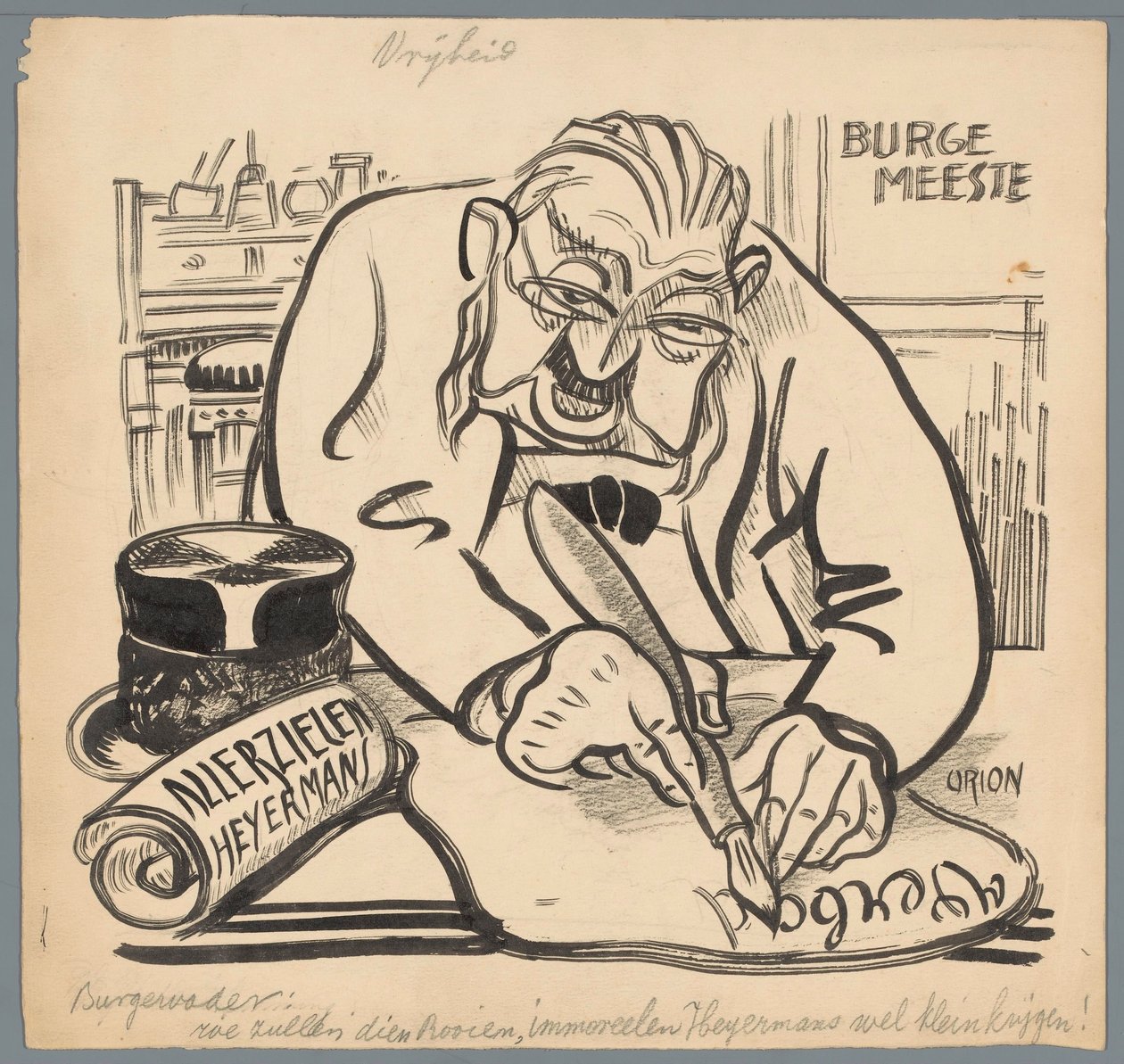 Burgemeester verbiedt Heijermans Allerzielen door Patricq Kroon (signed by artist)
