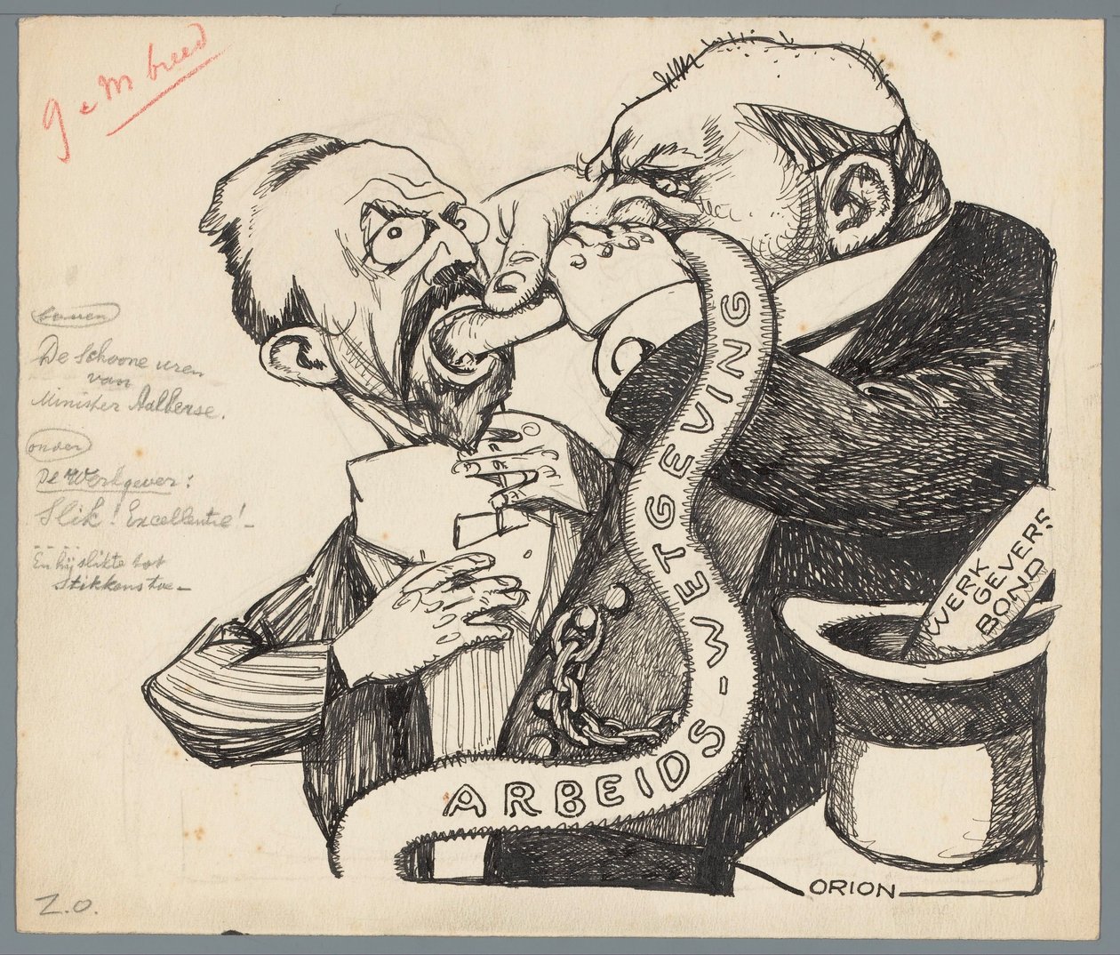 Minister Aalberse en de werkgever door Patricq Kroon (signed by artist)
