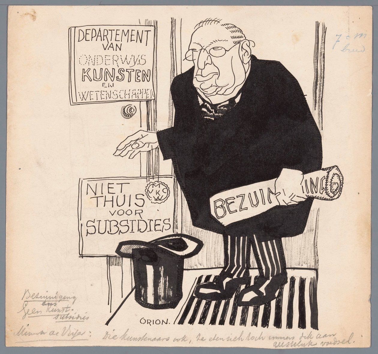 Minister de Visser en de bezuinigingen op kunstsubsidies door Patricq Kroon (signed by artist)