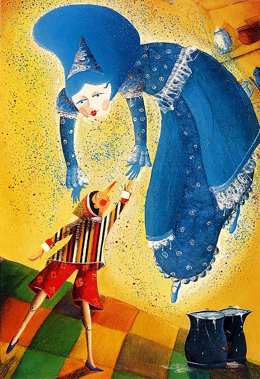 Pinokkio, 2021 (Acryl op papier) door Patrizia La Porta