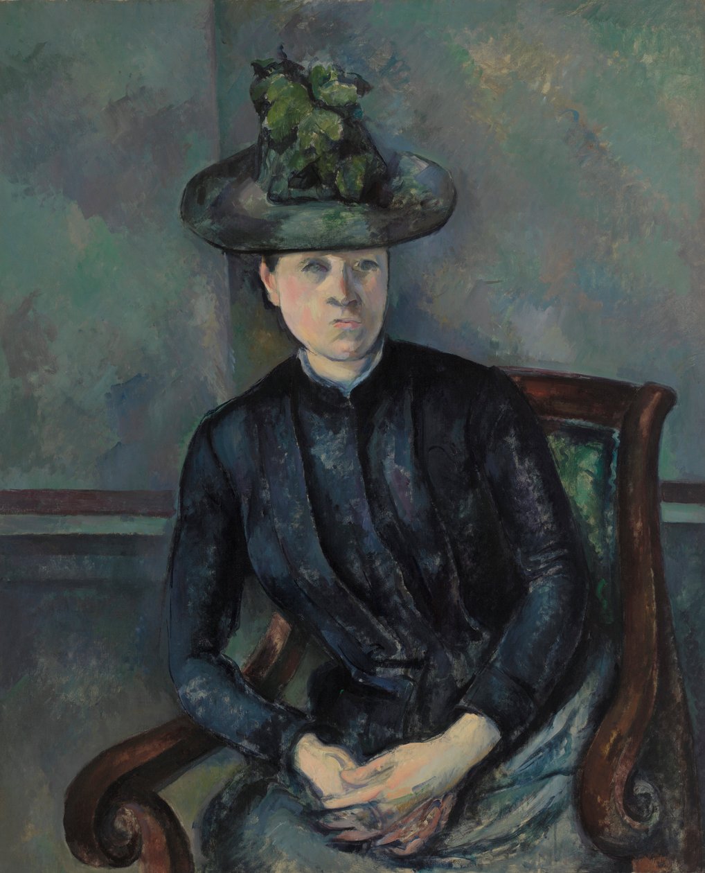 Madame Cézanne met groene hoed door Paul Cézanne