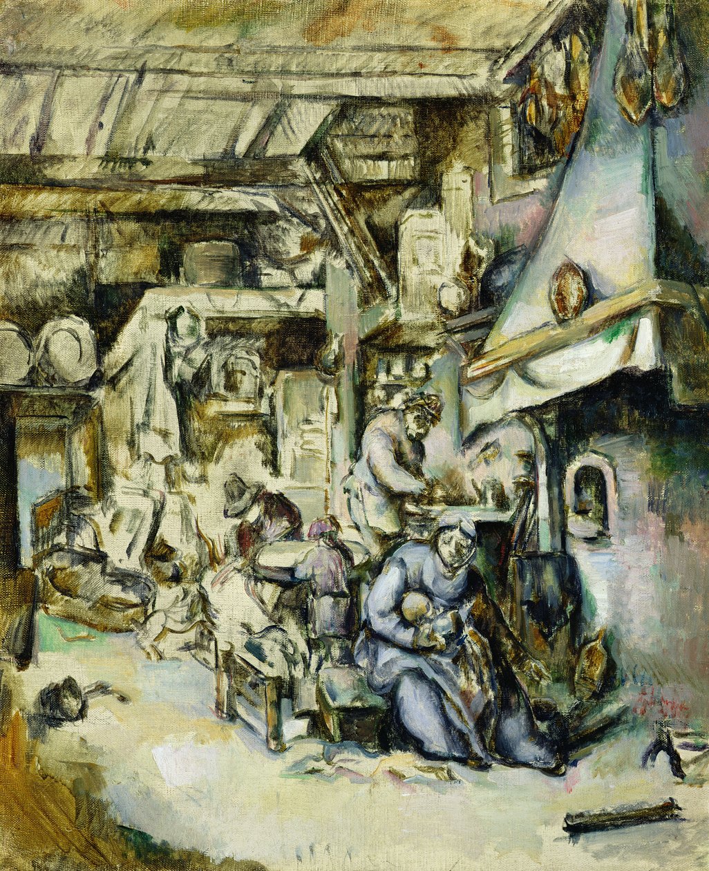 Boerenfamilie in een interieur, geschilderd naar een ets van Adrian van Ostade (1610-1685) door Paul Cézanne