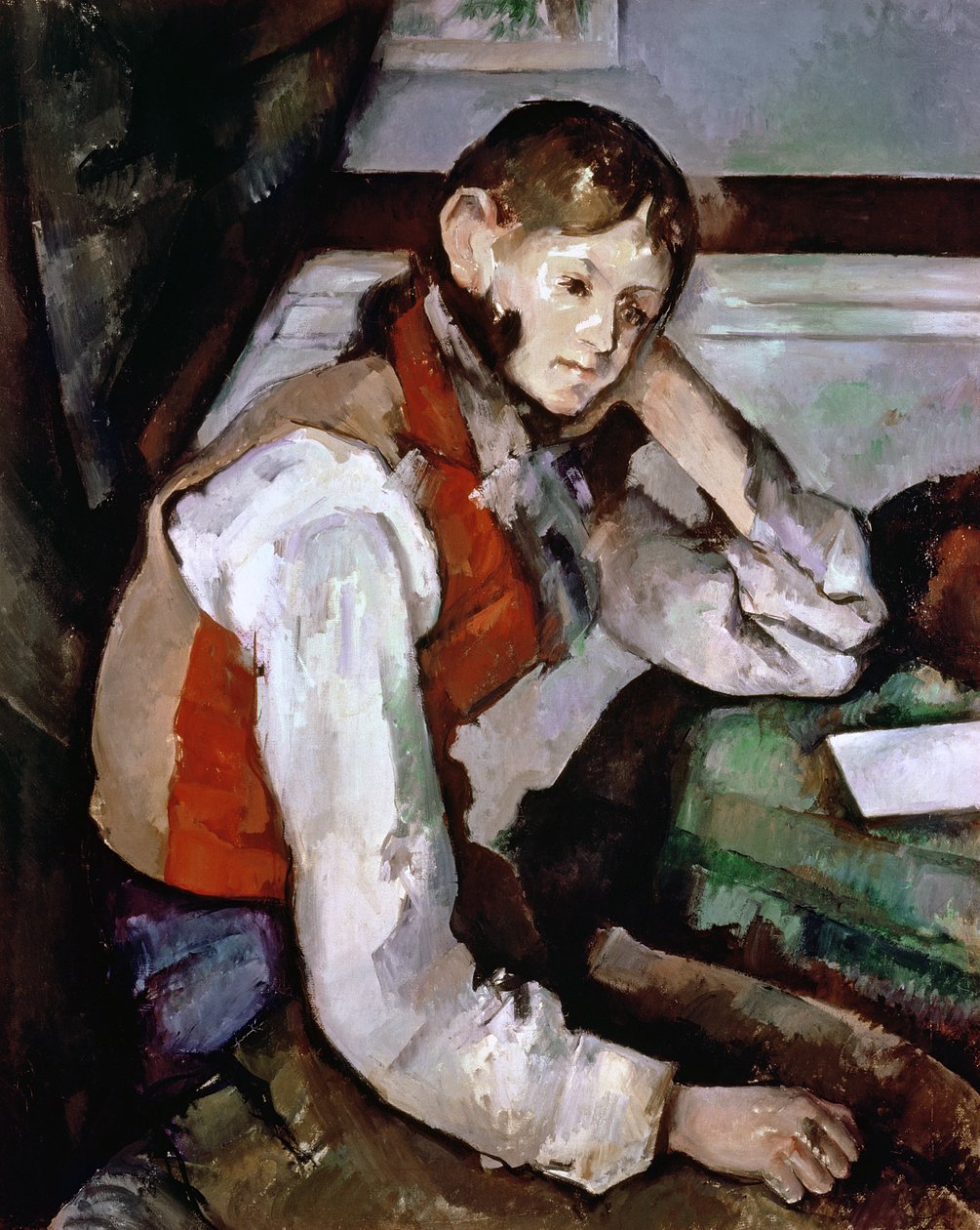 De jongen in het rode vest door Paul Cézanne