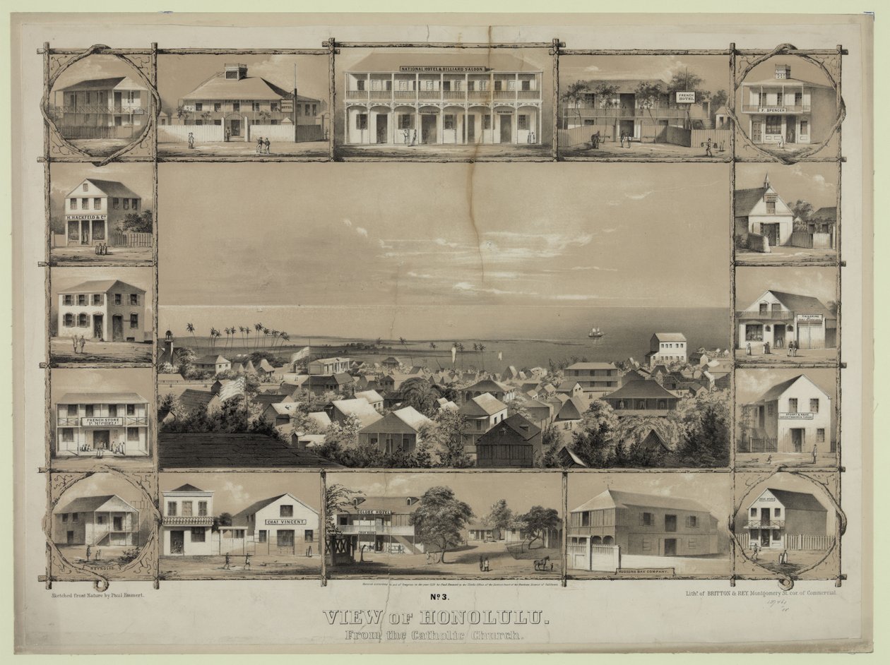 Nr. 3. Uitzicht op Honolulu. Vanaf de katholieke kerk door Paul Emmert