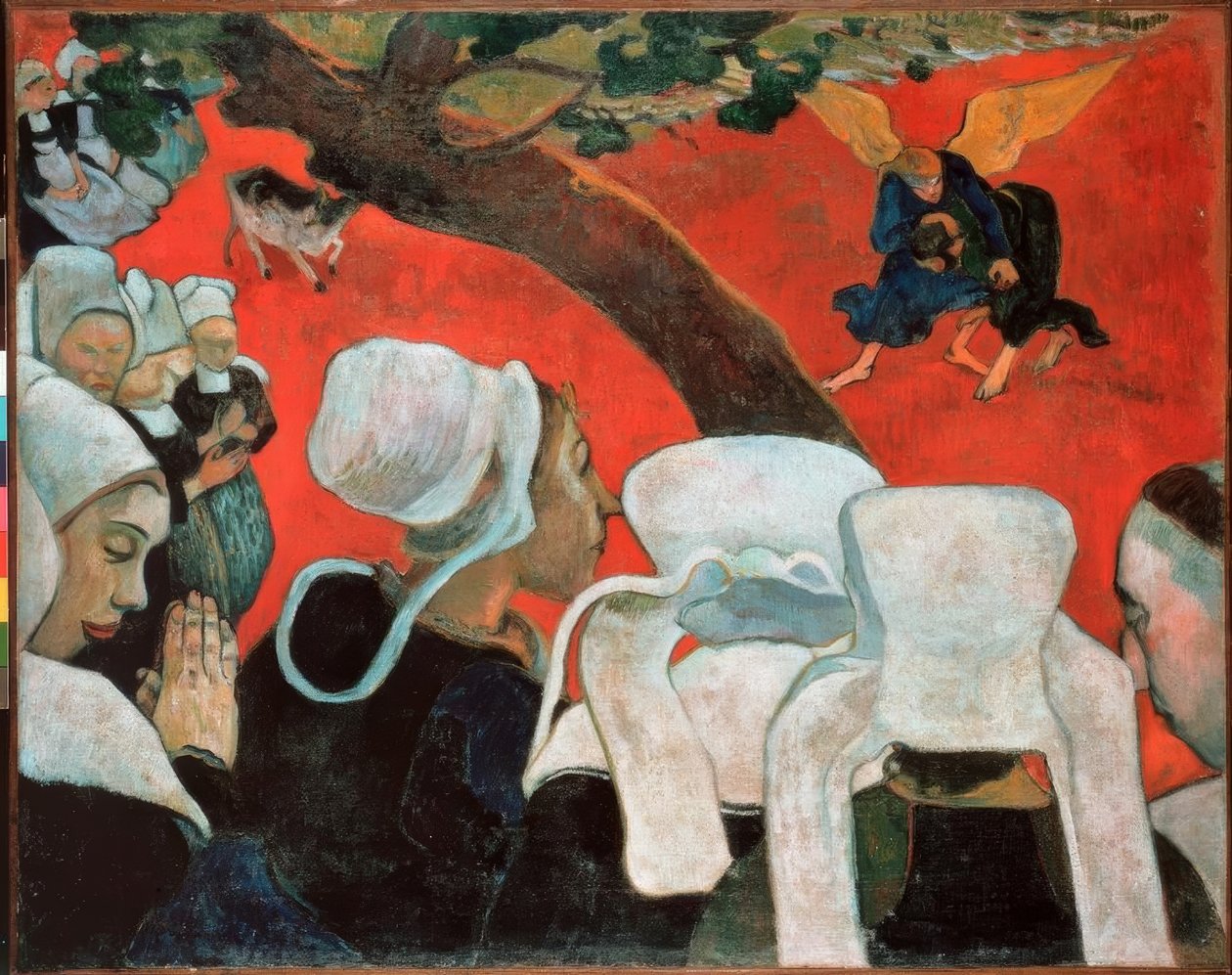 De visioen na de preek of De strijd van Jacob met de engel door Paul Gauguin