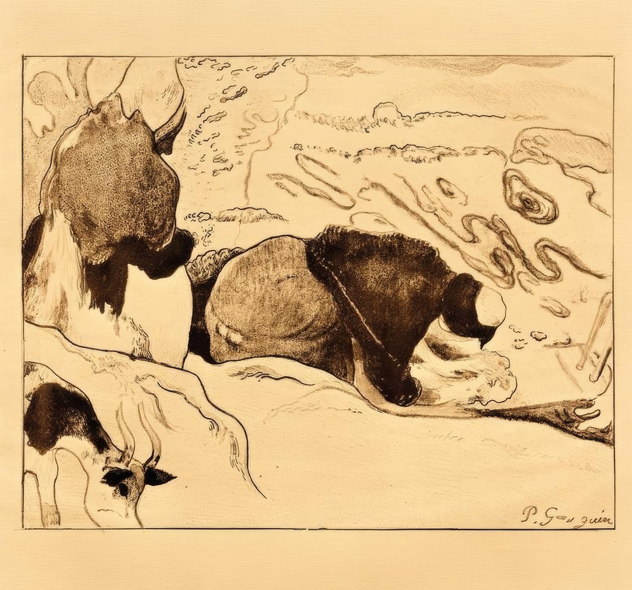 De wasvrouwen door Paul Gauguin