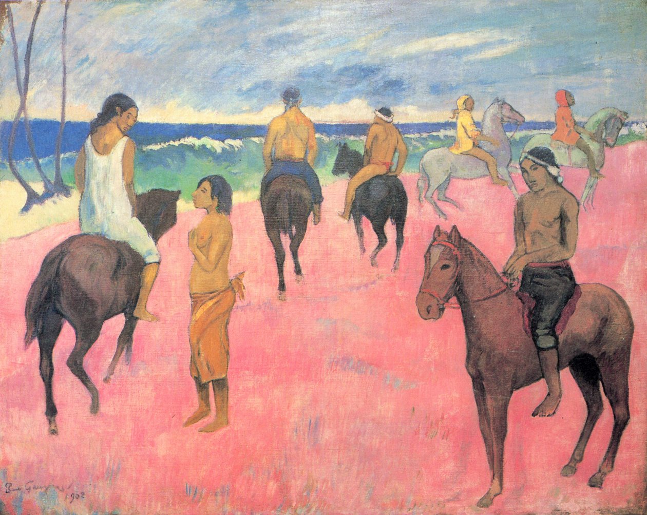 Ruiter op het strand door Paul Gauguin