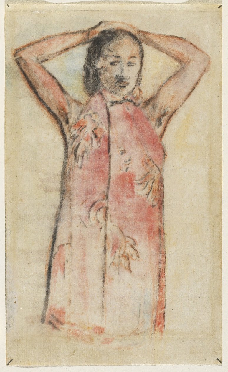 Tahitisch meisje in roze pareu, 1894 door Paul Gauguin
