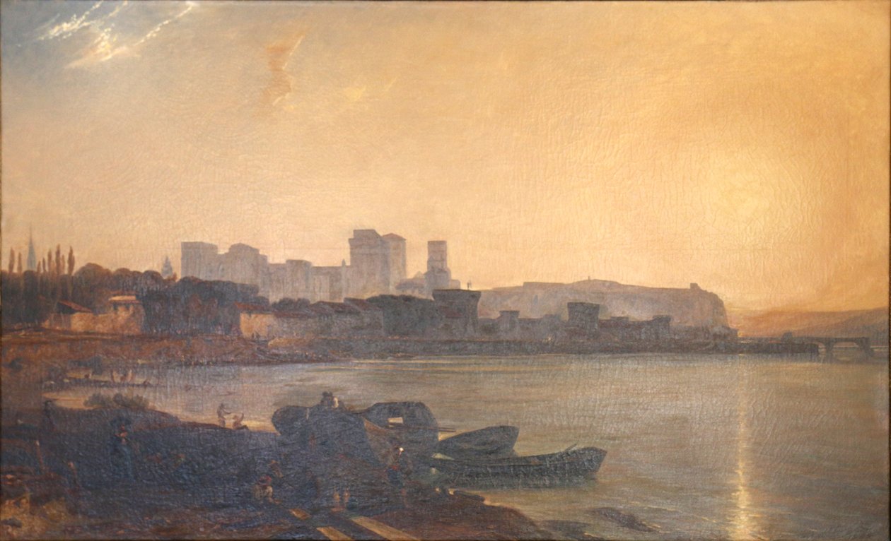 Uitzicht op Avignon genomen aan de noordkant door Paul Huet