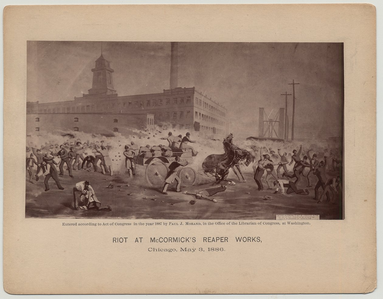 Rel bij McCormicks Reaper Works, Chicago, 3 mei 1886 door Paul J. after Morand