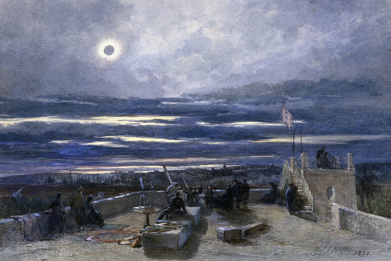 Totale zonsverduistering, Andalusië, Spanje, 1870 door Paul Jacob Naftel