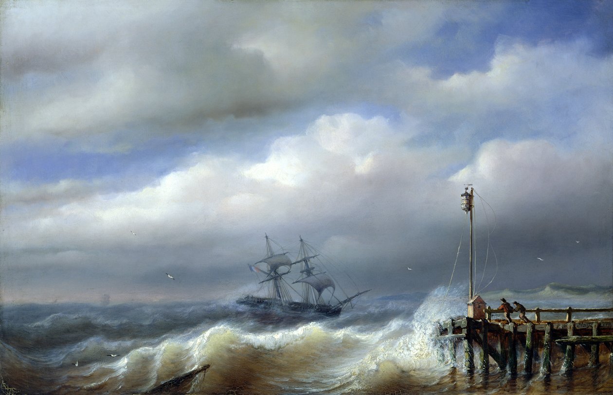 Ruwe zee bij stormachtig weer, 1846 door Paul Jean Clays