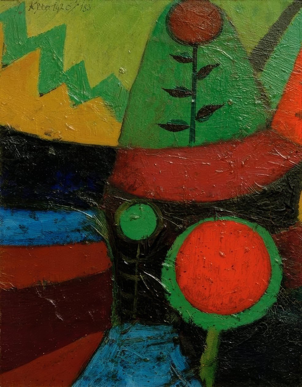 Drie bloemen door Paul Klee