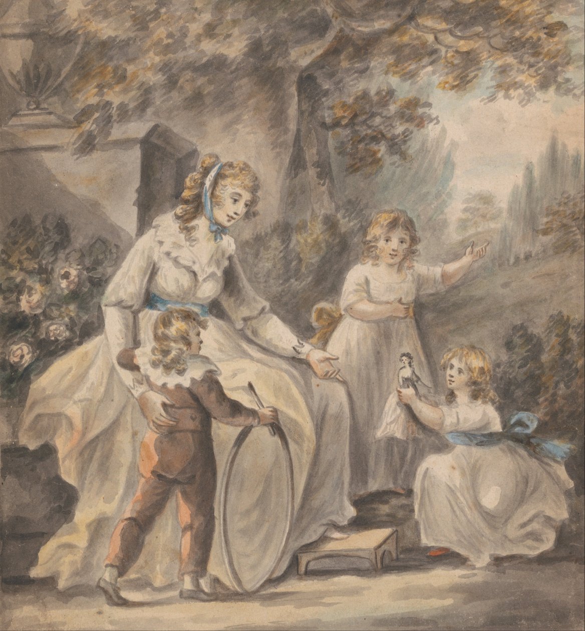 Een verpleegster met drie kinderen door Paul Sandby