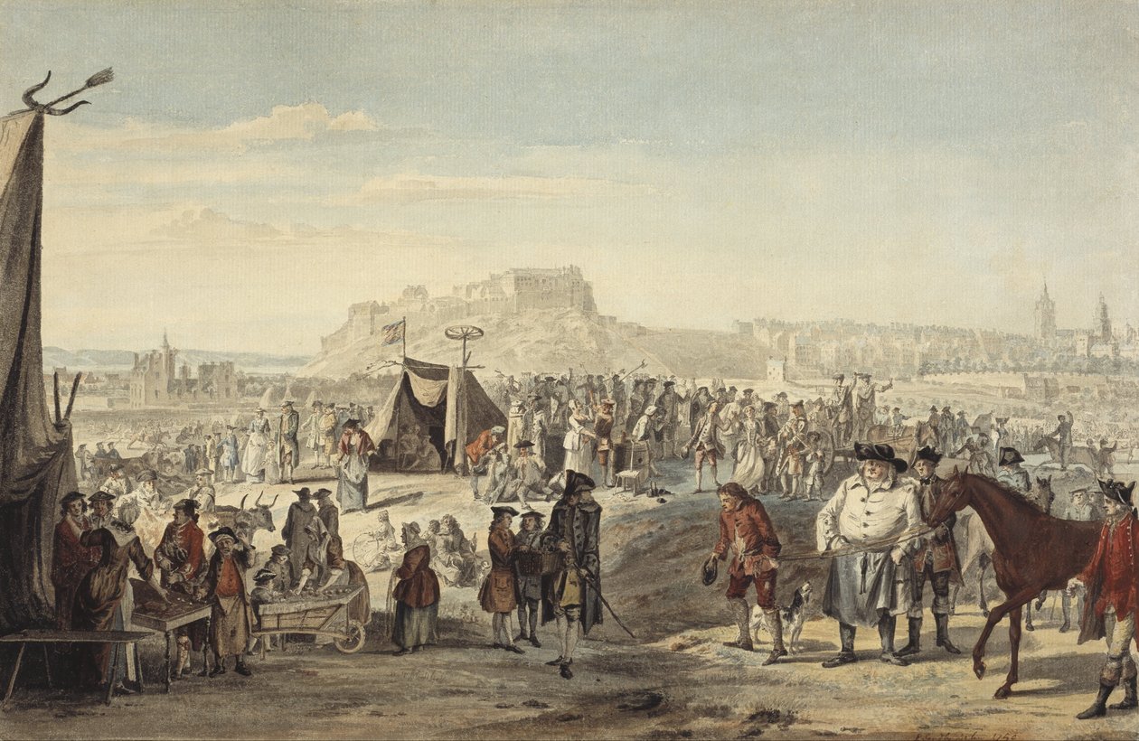 Paardenmarkt op Bruntsfield Links, Edinburgh door Paul Sandby